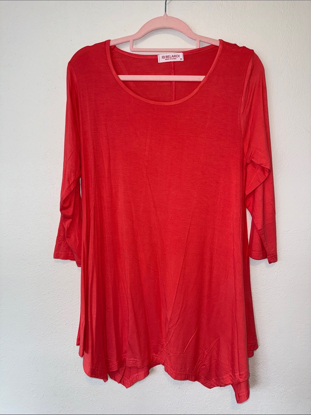 Women’s Red Scoop Neck Tunic Top